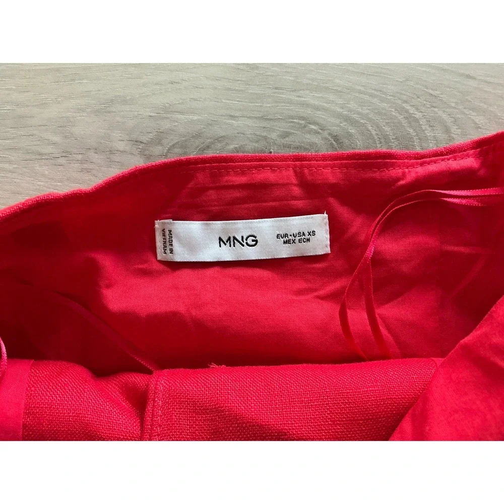 MNG Red Linen Button‎ Front Halter Vest Top Women's XS New With Tags